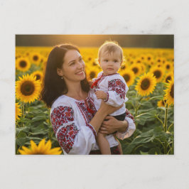 Ukrainische Mutter Kind Sonnenblumen Postkarte