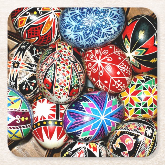 Ukrainische Ostereier, dekorativ,  Rechteckiger Pappuntersetzer (Vorderseite)