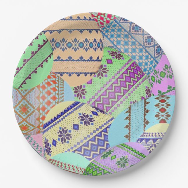 Ukrainische Ostereier (Pysanky) Papier Teller (Vorderseite)