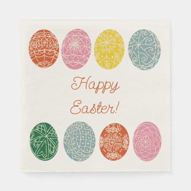 Ukrainische Pysanky dekorierte Eier glücklich Oste Serviette (Vorderseite)