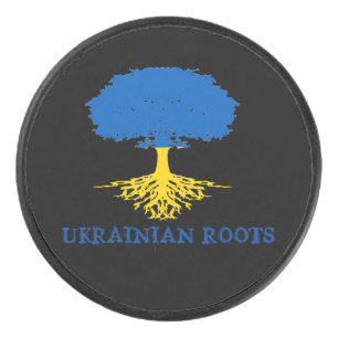 Ukrainische Roots-Tree-Silhouette Eishockey Puck