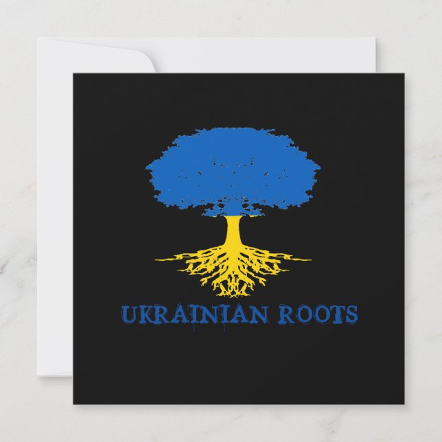 Ukrainische Roots Tree Silhouette Flachgrüßkarte (Vorderseite)