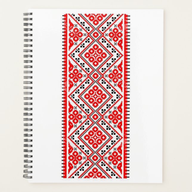 Ukrainische Rote Stickerei Suns Vyshyvanka Planer (Vorderseite)