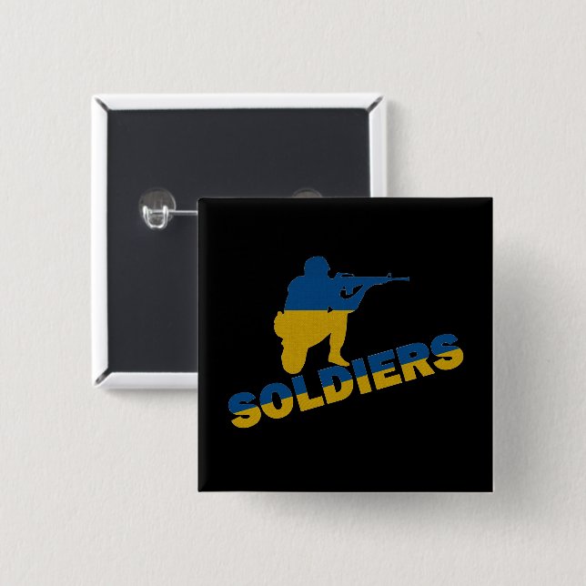 Ukrainische Soldaten, ukrainische Flagge Button (Vorne & Hinten)