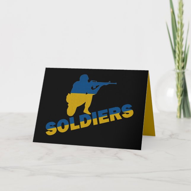 Ukrainische Soldaten, ukrainische Flagge Karte (Vorderseite)