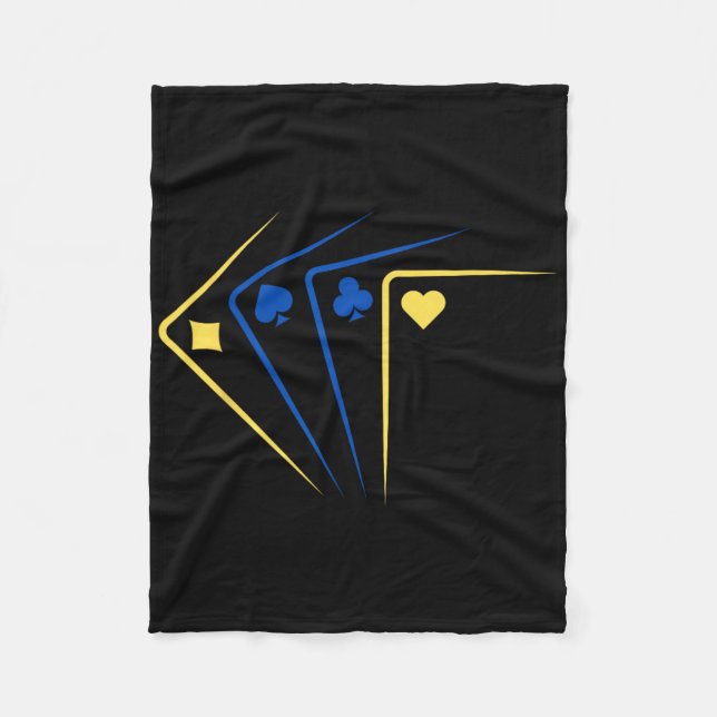 Ukrainische Spielkarten Ass Flagge Solidarität  Fleecedecke (Vorderseite)