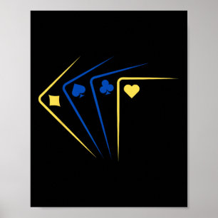 Ukrainische Spielkarten Assen-Flagge Solidarität Poster