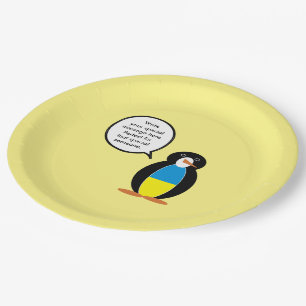 Ukrainische sprechende Frau-Pinguin-Personalisieru Pappteller