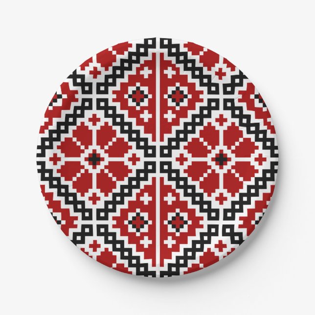 Ukrainische Stickerei Pappteller (Vorderseite)