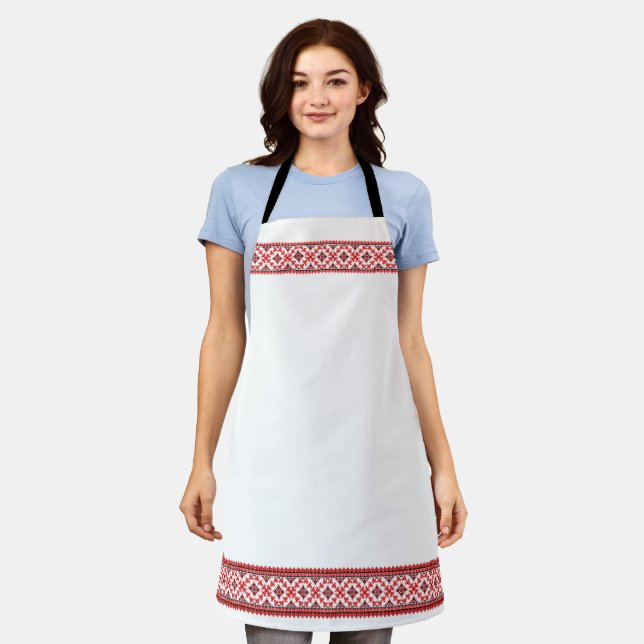 Ukrainische Stickerei Red Vyshyvanka Apron Schürze (Getragen)