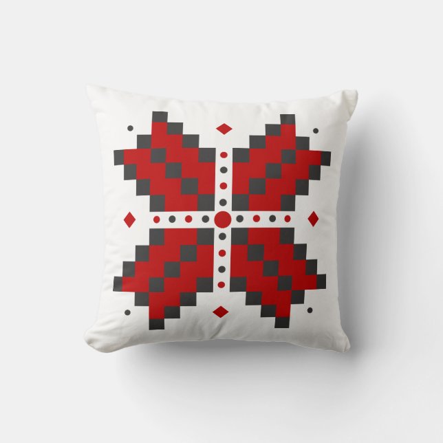 Ukrainische Stickerei, rot und schwarz Kissen (Vorderseite)