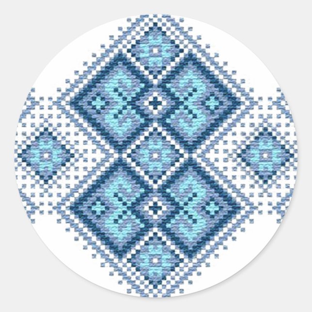 Ukrainische Stickerei Runder Aufkleber (Vorderseite)