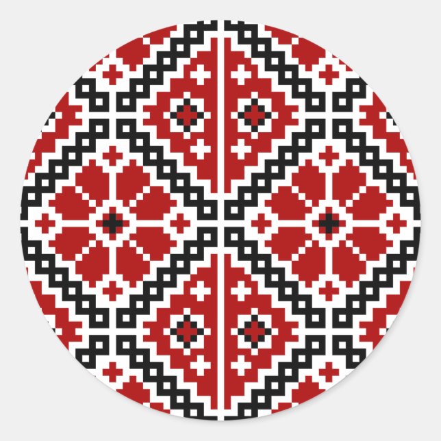 Ukrainische Stickerei Runder Aufkleber (Vorderseite)