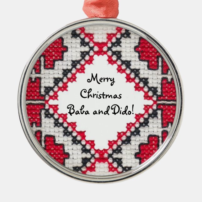 Ukrainische Stickerei Silbernes Ornament (Vorne)