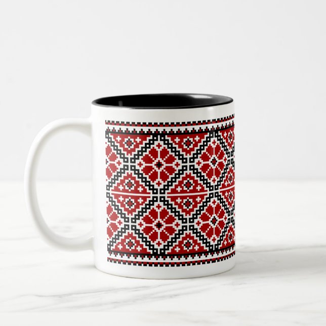 Ukrainische Stickerei (vyshyvanka) Tasse schwarz (Links)