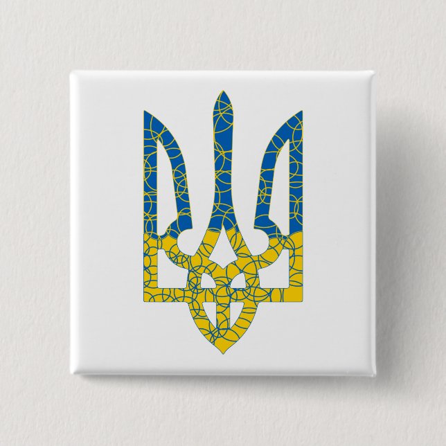 Ukrainische trident texturierte Flagge der Ukraine Button (Vorderseite)