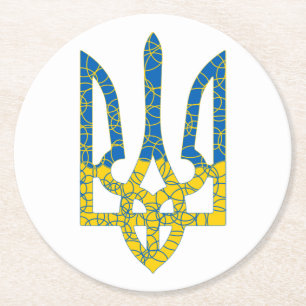 Ukrainische trident texturierte Flagge der Ukraine Runder Pappuntersetzer
