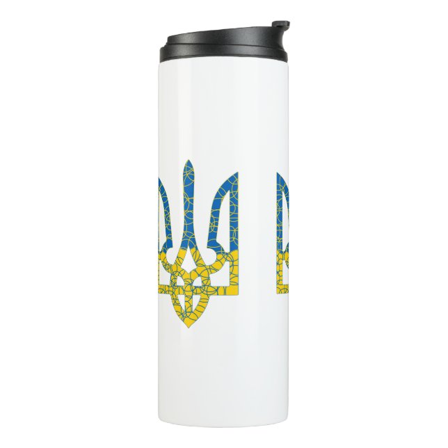Ukrainische trident texturierte Flagge der Ukraine Thermosbecher (Nach links gedreht)
