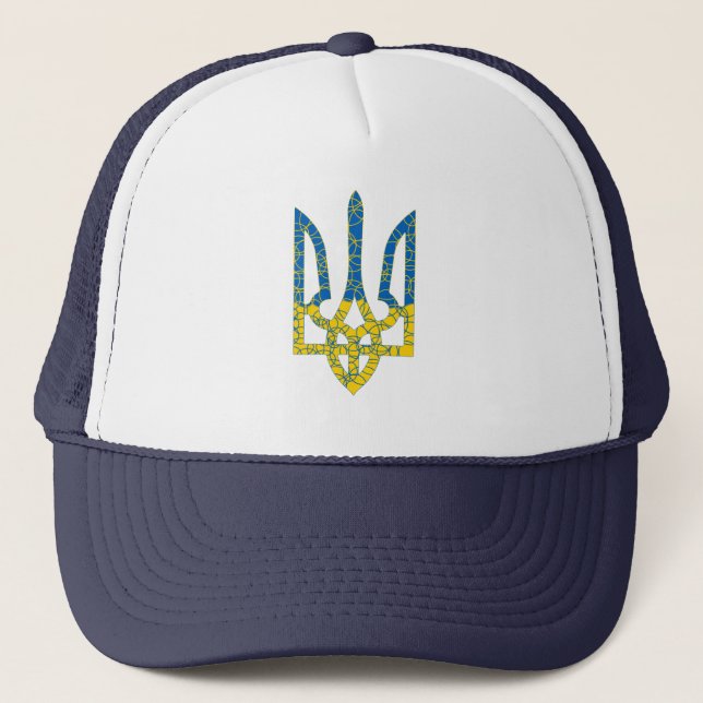 Ukrainische trident texturierte Flagge der Ukraine Truckerkappe (Vorderseite)