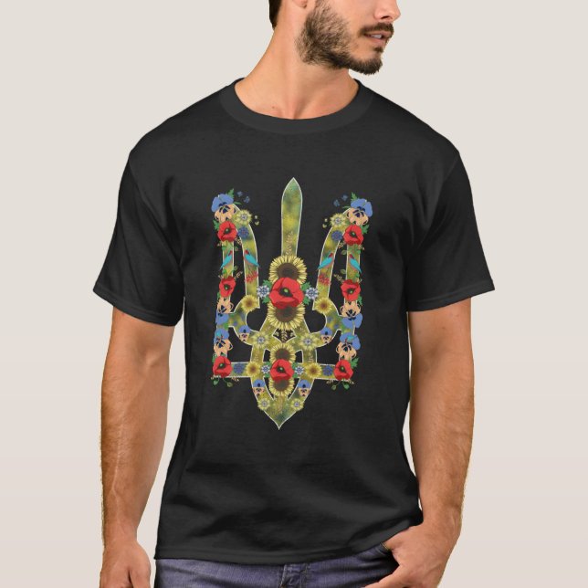 Ukrainische Trysub Floral Ukraine Vyshyvanka T-Shirt (Vorderseite)