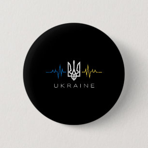Ukrainische Tryzub-Flagge Herzschlag - Ukraine Dre Button