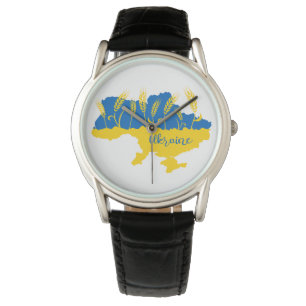 Ukrainische Typografie und Weizenohr auf ukrainisc Armbanduhr