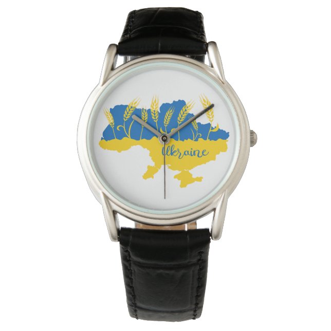 Ukrainische Typografie und Weizenohr auf ukrainisc Armbanduhr (Vorderseite)