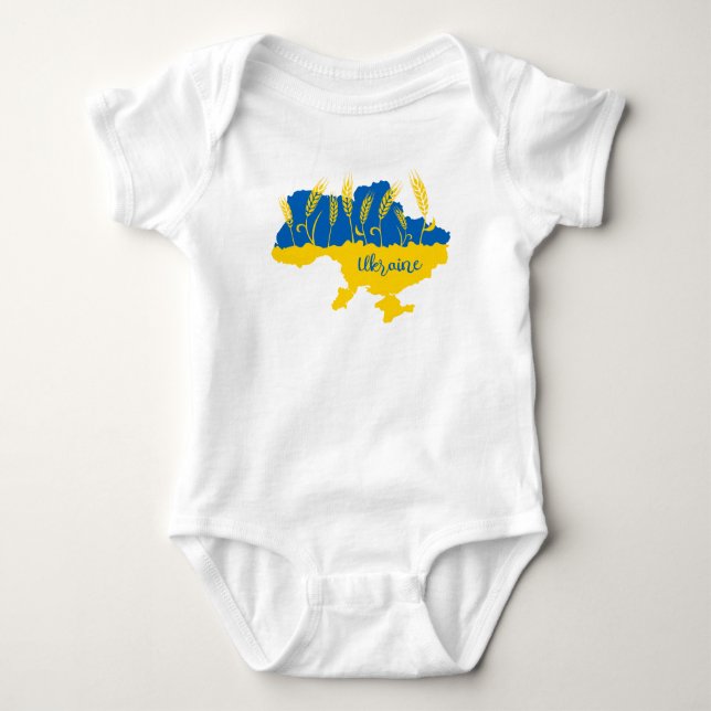 Ukrainische Typografie und Weizenohr auf ukrainisc Baby Strampler (Vorderseite)