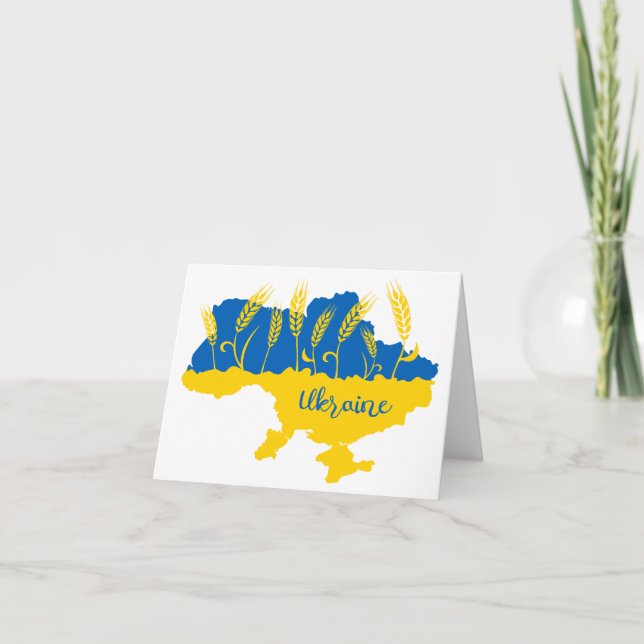 Ukrainische Typografie und Weizenohr auf ukrainisc Dankeskarte (Vorderseite)