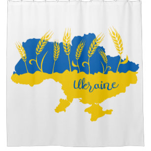 Ukrainische Typografie und Weizenohr auf ukrainisc Duschvorhang