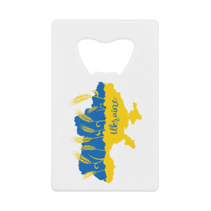 Ukrainische Typografie und Weizenohr auf ukrainisc Geldbeutel Flaschenöffner