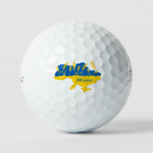 Ukrainische Typografie und Weizenohr auf ukrainisc Golfball