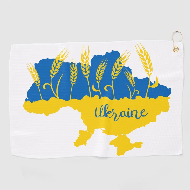 Ukrainische Typografie und Weizenohr auf ukrainisc Golfhandtuch (Horizontal)