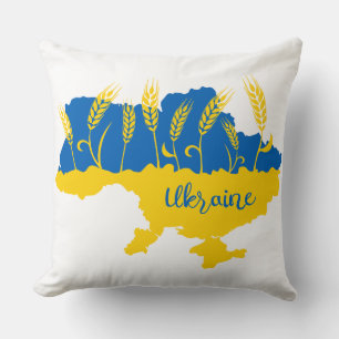 Ukrainische Typografie und Weizenohr auf ukrainisc Kissen