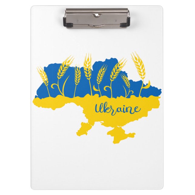 Ukrainische Typografie und Weizenohr auf ukrainisc Klemmbrett (Vorderseite)