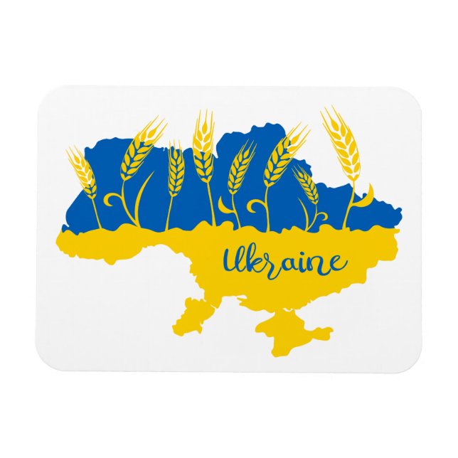 Ukrainische Typografie und Weizenohr auf ukrainisc Magnet (Horizontal)