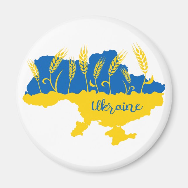 Ukrainische Typografie und Weizenohr auf ukrainisc Magnet (Vorne)
