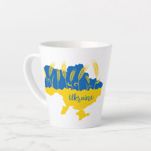 Ukrainische Typografie und Weizenohr auf ukrainisc Milchtasse