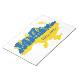 Ukrainische Typografie und Weizenohr auf ukrainisc Notizblock