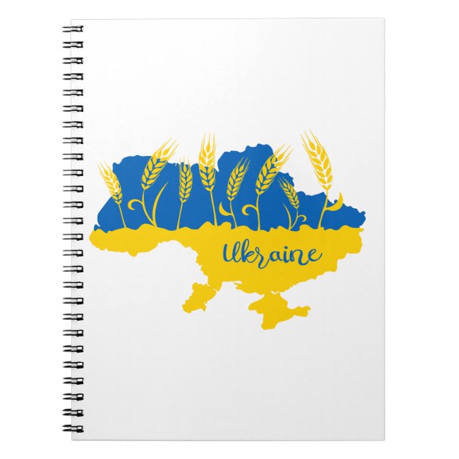 Ukrainische Typografie und Weizenohr auf ukrainisc Notizblock (Vorderseite)