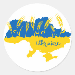 Ukrainische Typografie und Weizenohr auf ukrainisc Runder Aufkleber