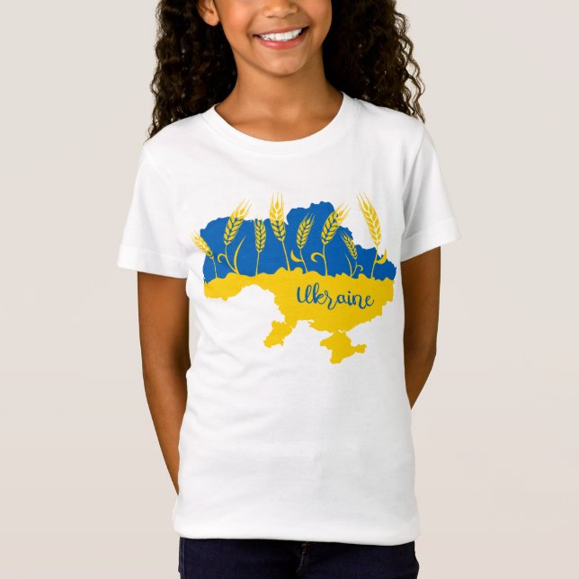 Ukrainische Typografie und Weizenohr auf ukrainisc T-Shirt (Vorderseite)