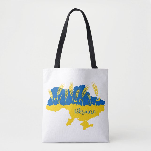 Ukrainische Typografie und Weizenohr auf ukrainisc Tasche (Vorderseite)