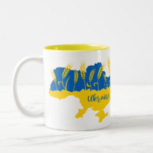 Ukrainische Typografie und Weizenohr auf ukrainisc Zweifarbige Tasse