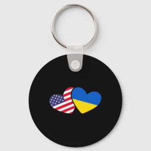 Ukrainische Ukraine 2 Herz Flagge Ich stehe mit de Schlüsselanhänger