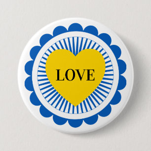 Ukrainische Unterstützung Blau Gelbes Herz Button