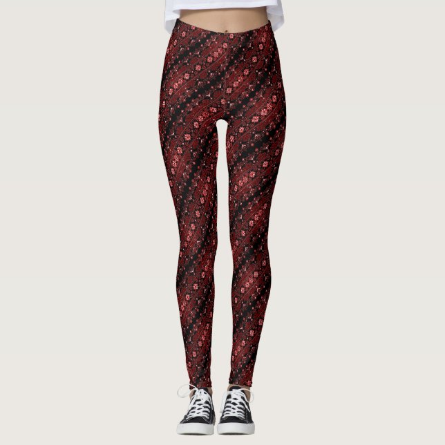 Ukrainische Volksgruppe Stickerei Grenze Tradition Leggings (Vorderseite)