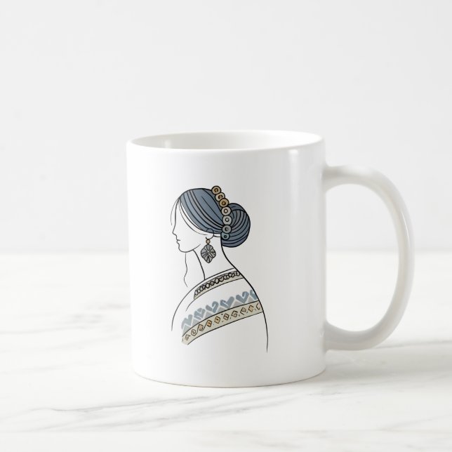 Ukrainische Volkskunst-Tasse | Minimalistische Lin Kaffeetasse (Rechts)