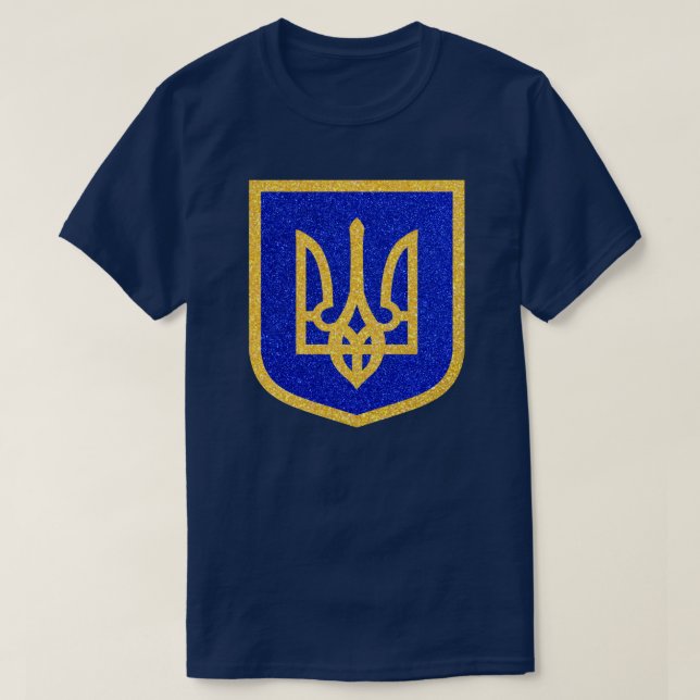 Ukrainische Wappen Glitzer T - Shirt (Design vorne)