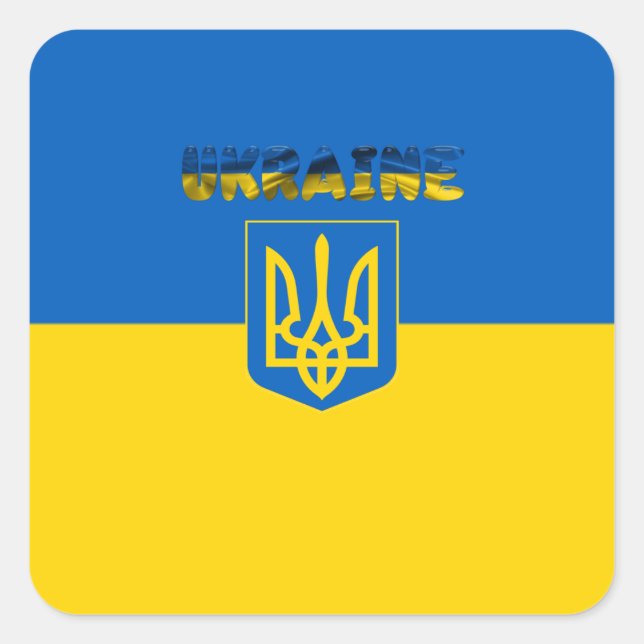 Ukrainische Wappen Quadratischer Aufkleber (Vorderseite)
